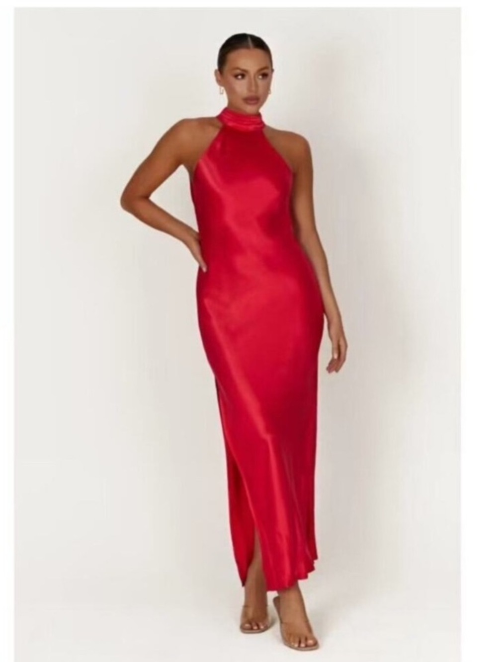 Meshki Claire Red Sleeveless Satin Dress Altered Mini Size XS